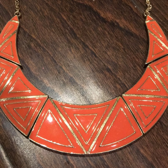 Coral & Gold Statement Necklace - Picture 8 of 8
